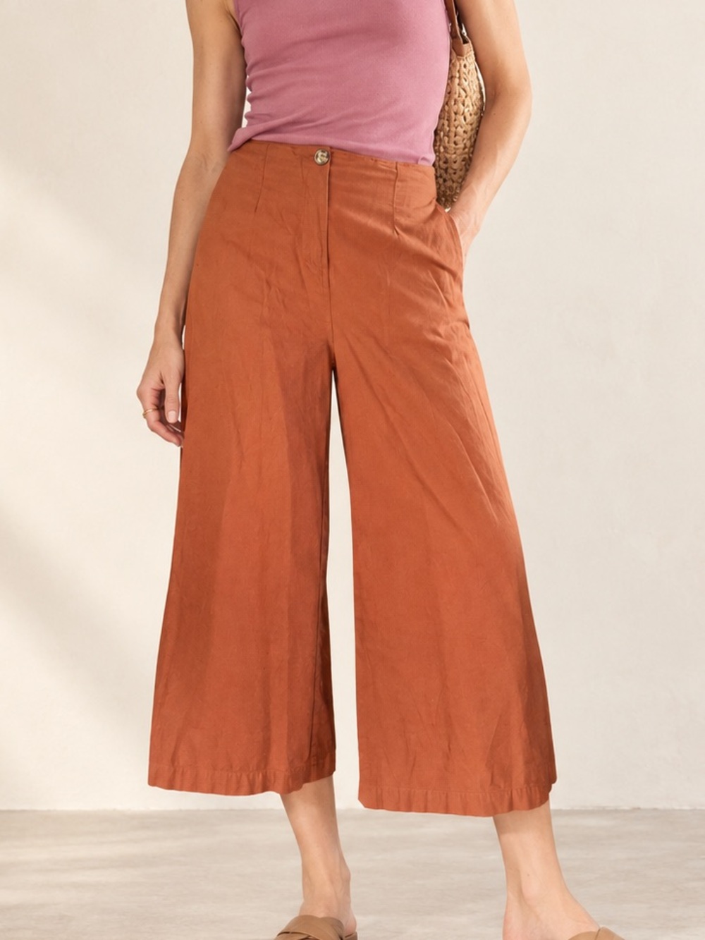 Good Luck Gem Burnt Orange Wise Crop Pants Sz Medium